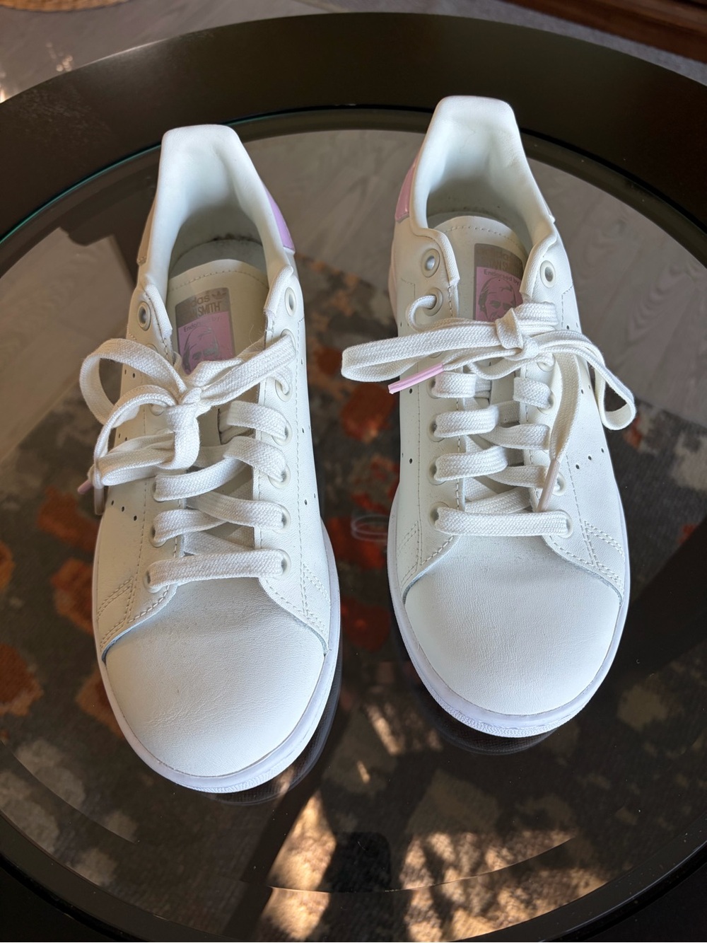 adidas Originals White Sneakers with Pink Heel Accent